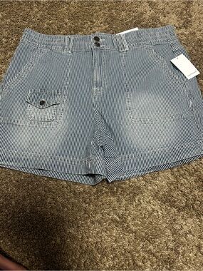 Westbound Blue and White Pinstripe Bermuda Shorts